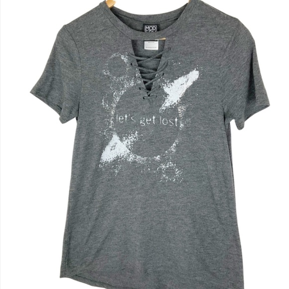 Modern Lux Women’s Let’s Get Lost Graphic Retro 90’s Lace Up Crewneck T-Shirt - Picture 6 of 16